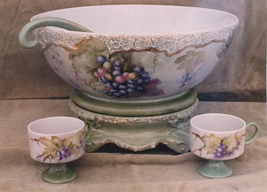 Punch Bowl Set Painted by Madonna Saville
